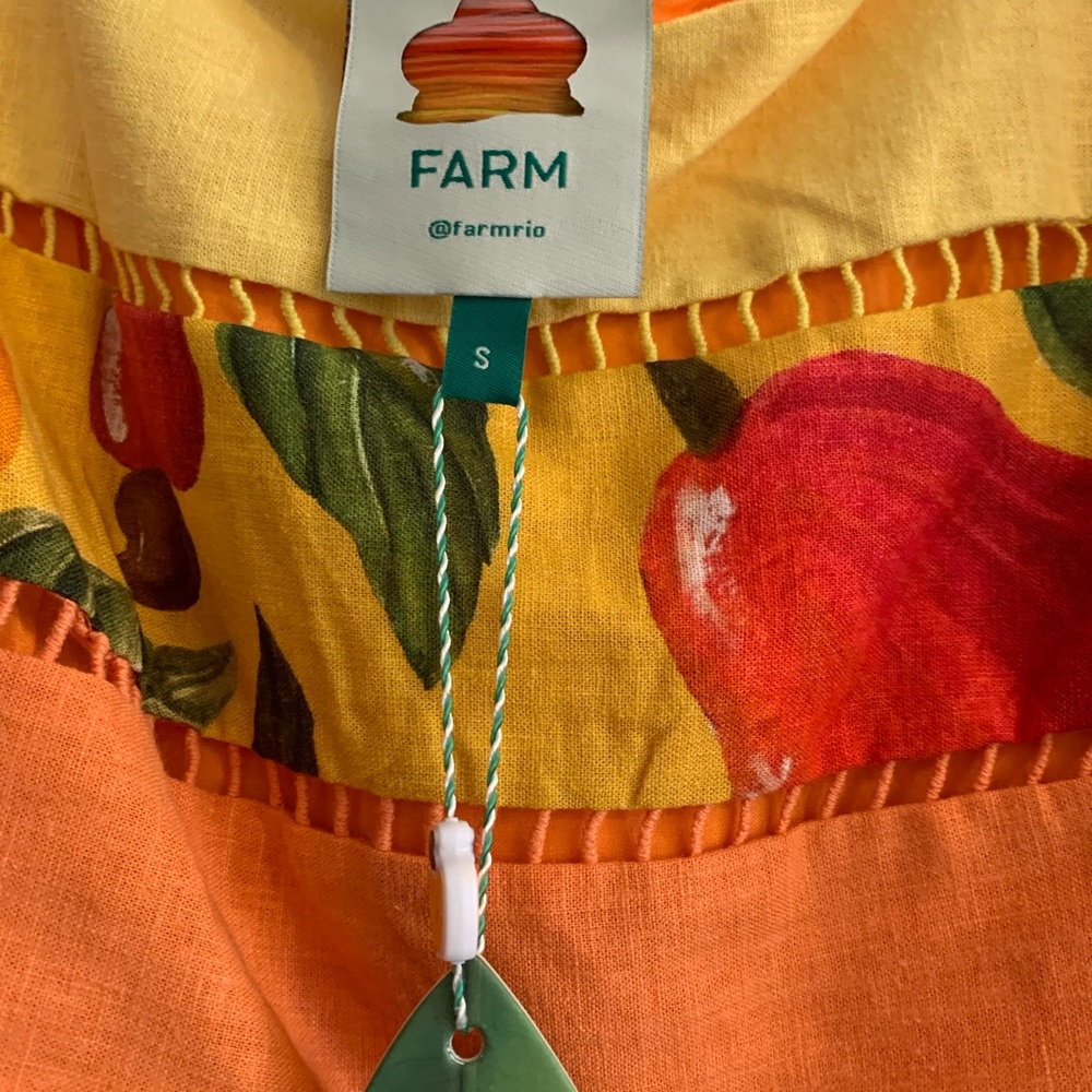 Rainbow Mixed Print Tiered Linen Blend Top In Mix Print - Picture 3 of 5